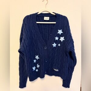 Taylor Swift Midnights Cardigan Navy Blue Stars M/LG Official Cable Knit Swiftie